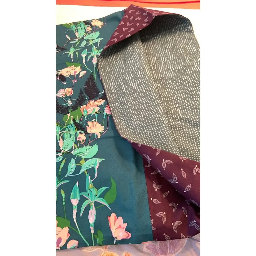 Handmade Floral Pillowcases, Anna Maria Horner Teal Peach Print